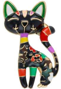 Broszka/wisiorek Kot czarno-kolorowy Broszka/wisiorek Kot czarno-kolorowy