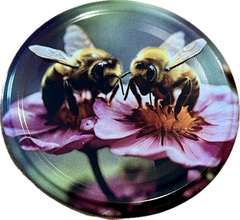 Nakrętka Fi82/6 dwie pszczoły na różowych kwiatach KARTON 750szt Nakrętka Fi82/6 dwie pszczoły na różowych kwiatach KARTON 750szt