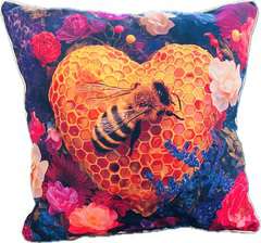 Poduszka z pszczołą na sercu z plastra pszczelego Poduszka z pszczołą na sercu z plastra pszczelego