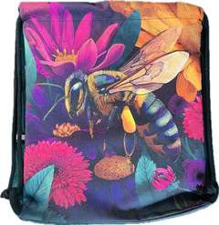 Worko-plecak z pszczołą z pyłkiem na fioletowym kwiatku Worko-plecak z pszczołą z pyłkiem na fioletowym kwiatku