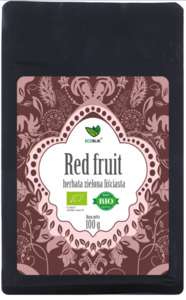 Herbata zielona liściasta RED FRUIT z truskawką i maliną 100g Herbata zielona liściasta RED FRUIT z truskawką i maliną 100g