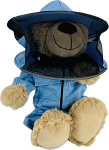 Miś Pszczelarz w kombinezonie pszczelarskim niebieskim Miś Pszczelarz w kombinezonie pszczelarskim niebieskim