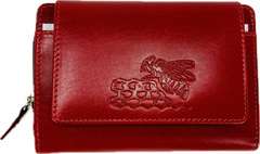 Portfel skórzany damski z klapką, kolor czerwony Portfel skórzany damski z klapką, kolor czerwony