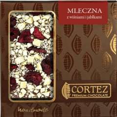 Czekolada mleczna z wiśniami i jabłkiem 85g Czekolada mleczna z wiśniami i jabłkiem 85g