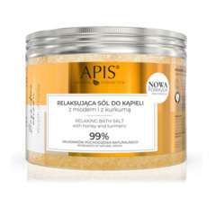 Relaksująca sól do kąpieli z miodem i kurkumą 650g Relaksująca sól do kąpieli z miodem i kurkumą 650g