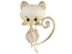 Perłowy kot z cyrkoniami Perłowy kot z cyrkoniami