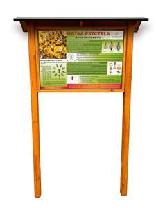 Tablica edukacyjna MATKA PSZCZELA w oprawie drewnianej z kotwami i daszkiem Tablica edukacyjna MATKA PSZCZELA w oprawie drewnianej z kotwami i daszkiem