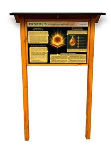 Tablica edukacyjna PROPOLIS w oprawie drewnianej z kotwami i daszkiem Tablica edukacyjna PROPOLIS w oprawie drewnianej z kotwami i daszkiem